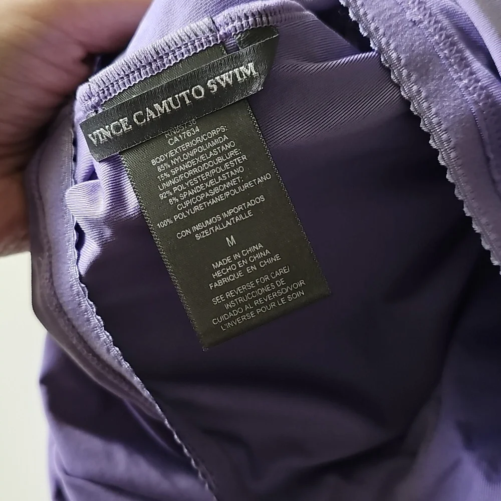 NWT Vince Camuto One-Shoulder Lavender Tankini Swim Top
